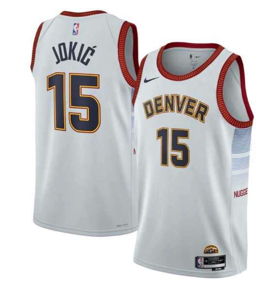 Men%27s Denver Nuggets #15 Nikola Jokic Gray 2022-23 City Edition Stitched Jersey Dzhi